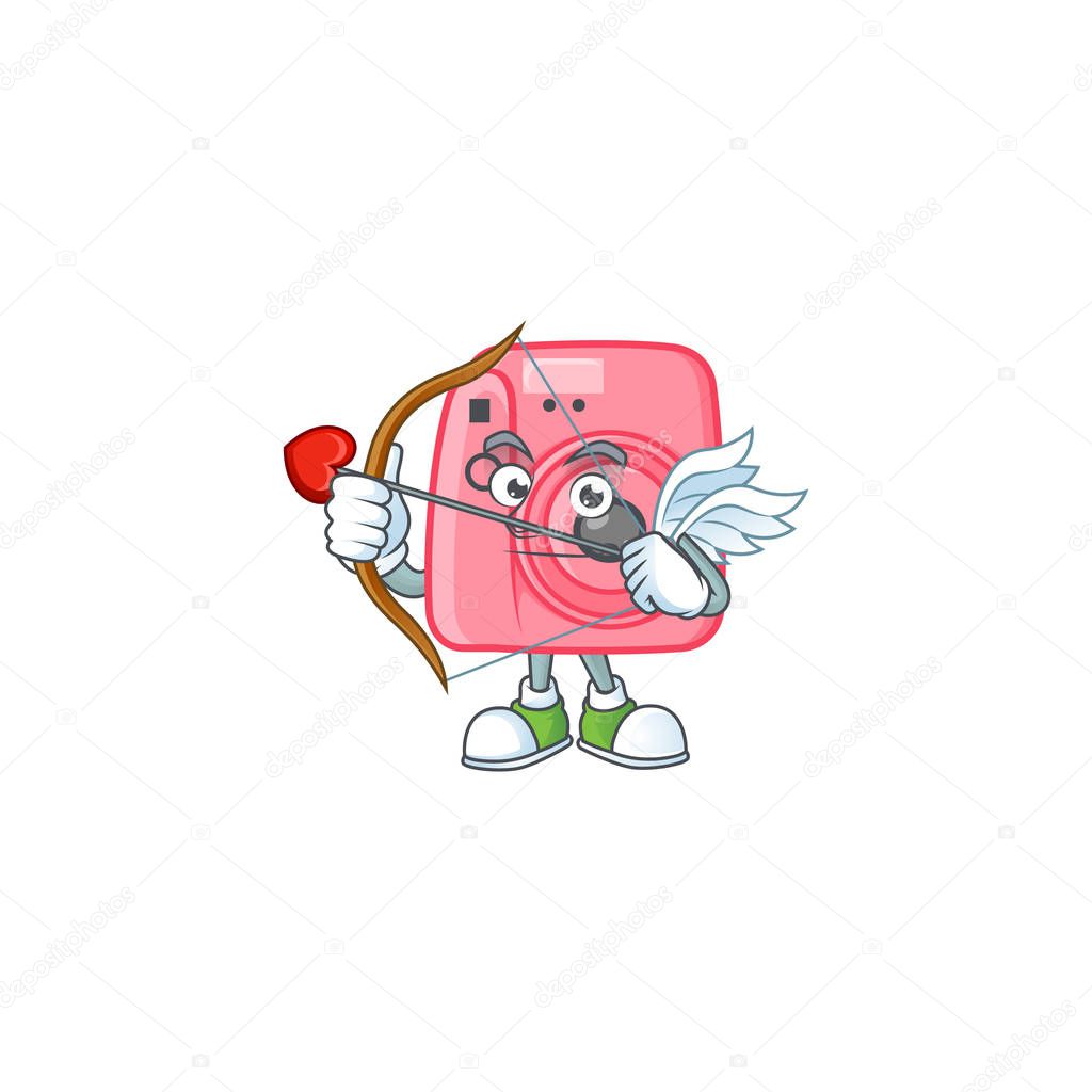 A lovely instan camera Cupid with arrow and wings