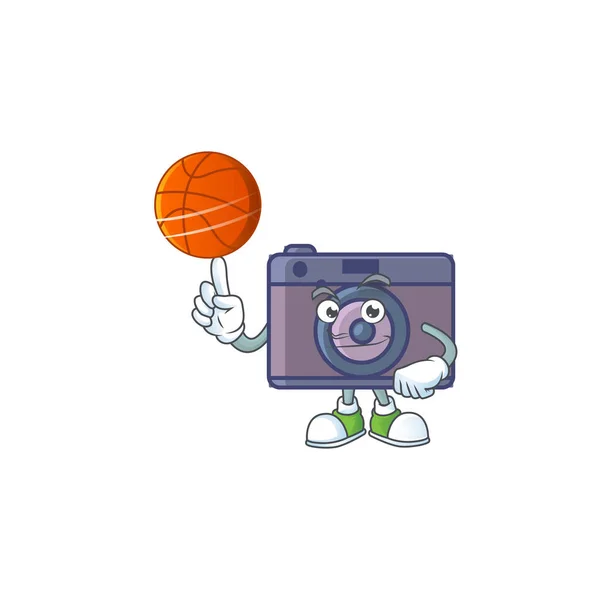 Сильный ретро-персонаж с баскетбольным мячом — стоковый вектор