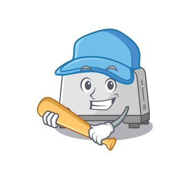 Gülen surat, ekmek kızartma makinesi, beyzbol maskotu tasarımı.