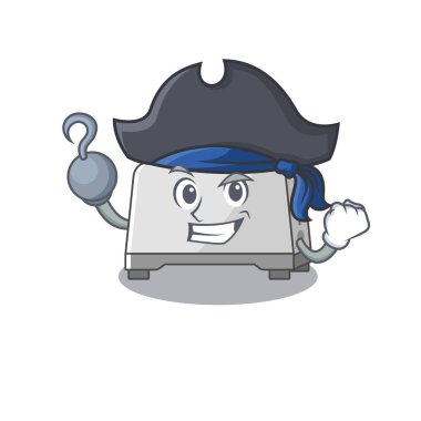 Sevimli ekmek kızartma makinesi maskotu tasarımı ve şapkası.