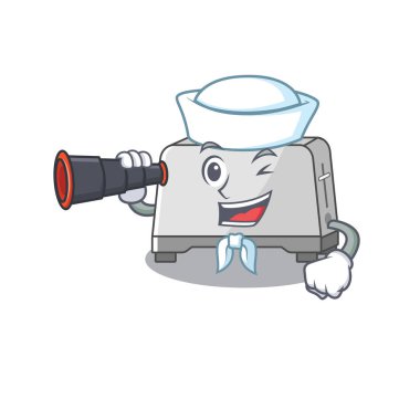 Dürbünlü bir denizci olarak çalışan ekmek kızartma makinesinin resmi.