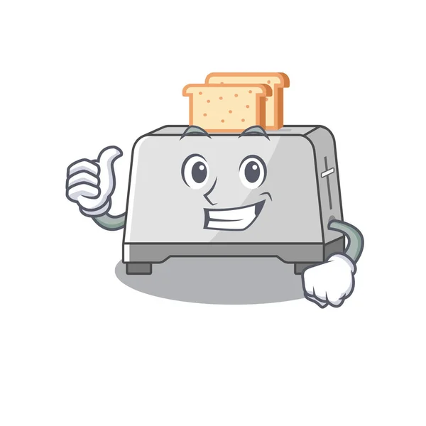 Funny bread toaster making Thumbs up gesto — Stockový vektor