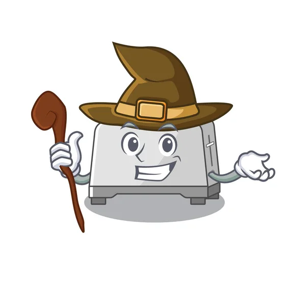 A mascot concept of bread toaster performed as a witch — Stock Vector