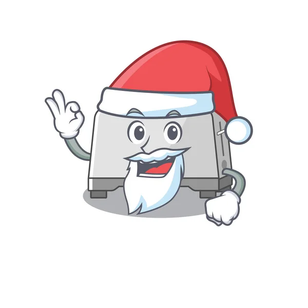 Tostadora de pan en estilo de personaje de dibujos animados de Santa con el dedo ok — Vector de stock