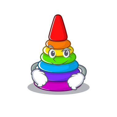 Cool toy pyramid mascot character with Smirking face