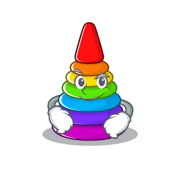 Cool juguete pirámide mascota personaje con cara sonriente — Archivo Imágenes Vectoriales
