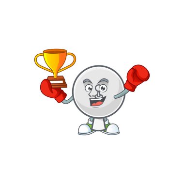 Maskot çizgi film tasarımında uydu anteninin süper havalı boks şampiyonu.