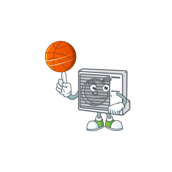 En stark split luftkonditionering tecknad karaktär med en basket — Stock vektor