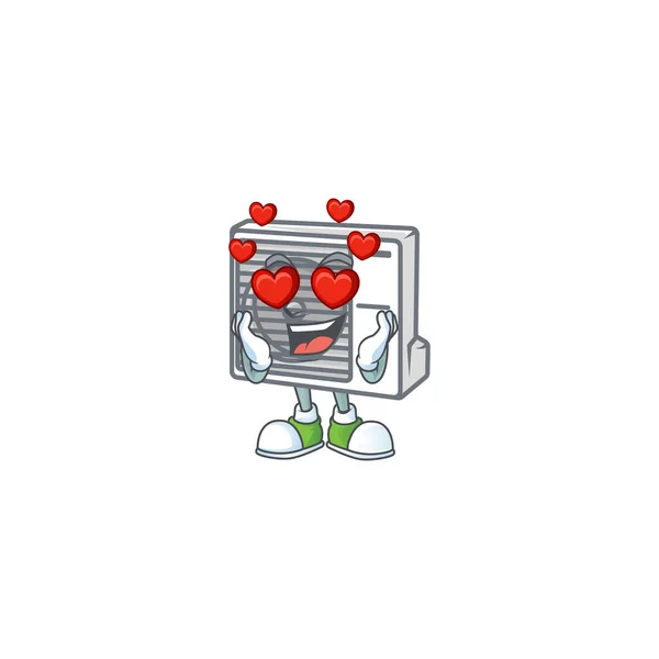 Um romântico split ar condicionado desenho animado mascote estilo de design —  Vetores de Stock