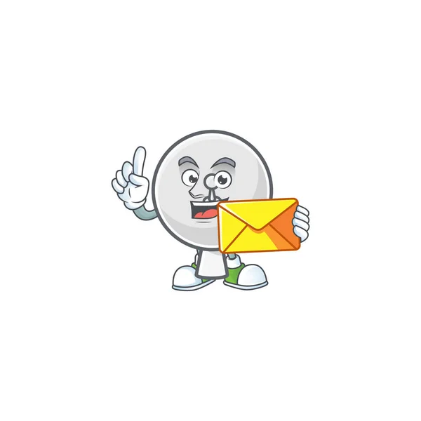 Heureusement parabole style de conception de mascotte avec enveloppe — Image vectorielle