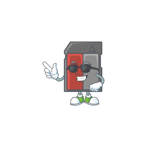 Personagem de mascote de cartão de memória super legal usando óculos pretos — Vetor de Stock