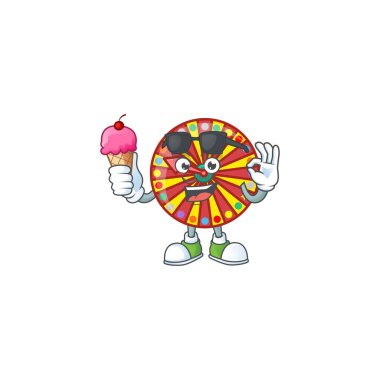 Çarkıfelek maskot tarzı dondurma yemek.