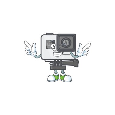 Göz kırpan gözlü komik bir kamera maskotu tasarımı