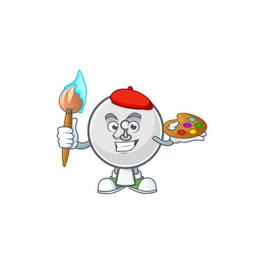 Fırçalı zarif bir uydu anteni ressamı maskotu simgesi