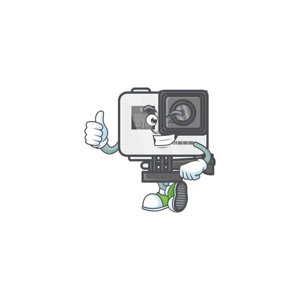Um ícone de mascote de câmera de ação fazendo Thumbs up gesto — Vetor de Stock