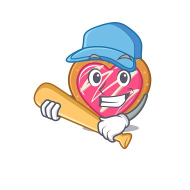 Gülen Komik Kurabiye Kalbi Beyzbol 'lu bir maskot tasarımı