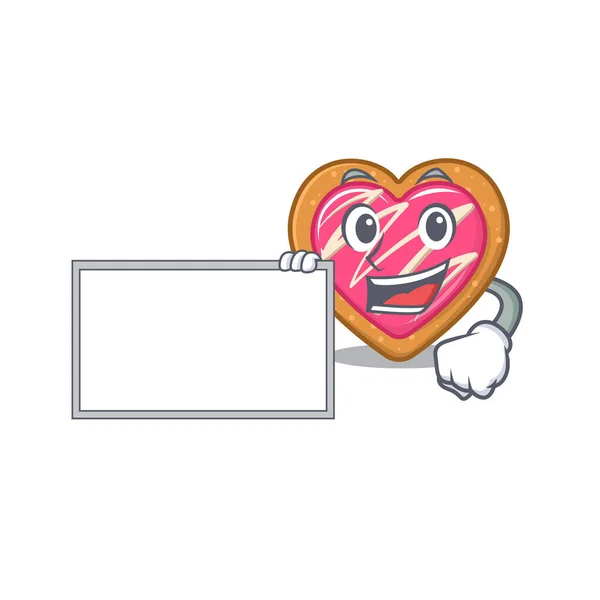 Personaggio dei cartoni animati di cookie cuore concetto di design portare una scheda — Vettoriale Stock