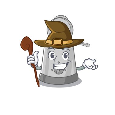 a mascot concept of deep fryer performed as a witch