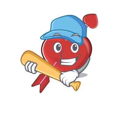 Smiley Funny heart and arrow a mascot design with baseball