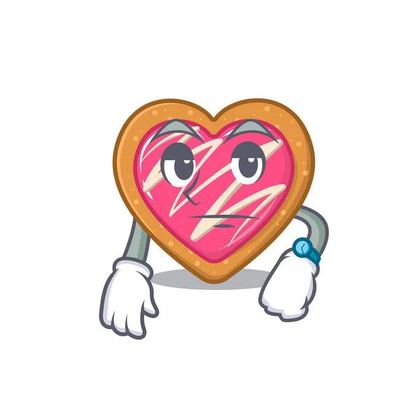 Cartoon karakter ontwerp van cookie hart op een wachtende gebaar — Stockvector