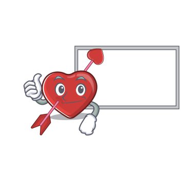 Thumbs up of heart and arrow cartoon design having a board