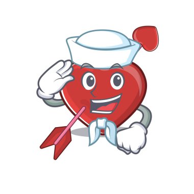 Heart and arrow cartoon concept Sailor wearing hat