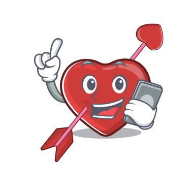 heart and arrow Cartoon design style speaking on a phone