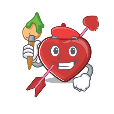 A cute picture of heart and arrow as an Artist having a brush