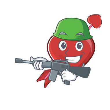 A cute picture of heart and arrow Army with machine gun