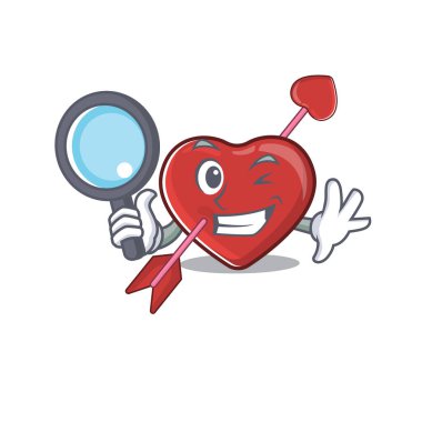Elegant and Smart heart and arrow Detective cartoon design concept