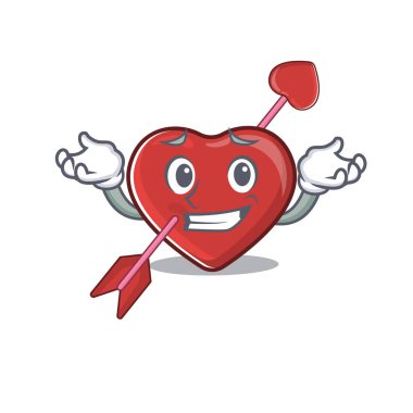 cute Grinning heart and arrow mascot cartoon style