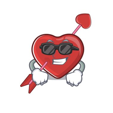 Super cool heart and arrow character wearing black glasses