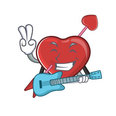 A picture of heart and arrow playing a guitar