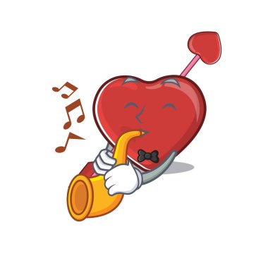 mascot design concept of heart and arrow playing a trumpet