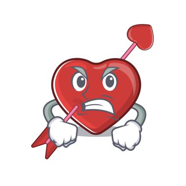 Heart and arrow cartoon character style having angry face