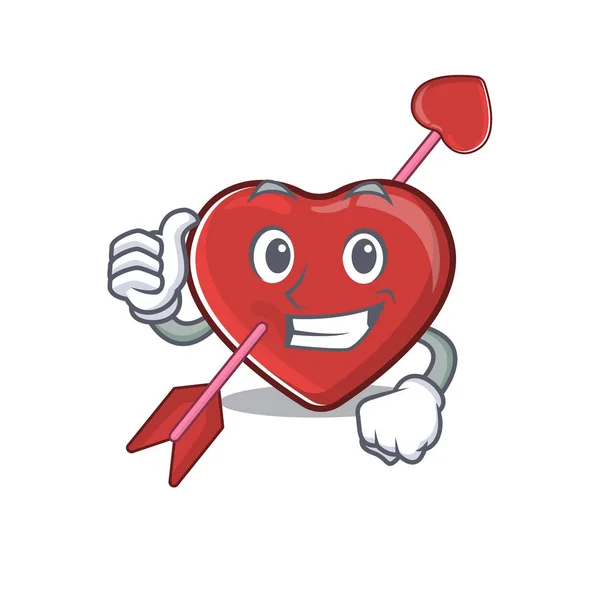 Funny heart and arrow making Thumbs up gesture — 스톡 벡터
