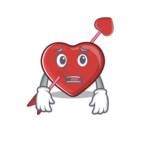 Un'immagine di cuore e freccia con un volto impaurito — Vettoriale Stock