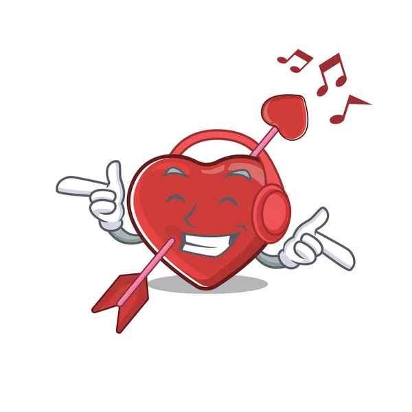 Lytte til musikk - hjerte og pil - tegneseriefigurer – stockvektor