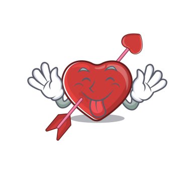 Funny heart and arrow mascot design with Tongue out