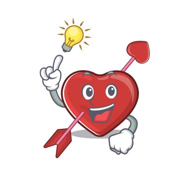 a clever heart and arrow cartoon character style have an idea gesture