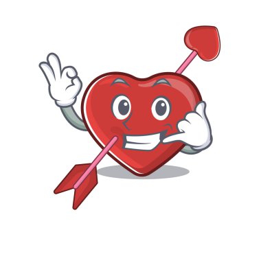 Call me funny heart and arrow cartoon character concept