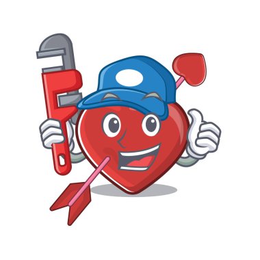 A cute picture of heart and arrow working as a Plumber
