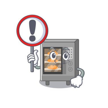 Şirin maskot tarzı fırın keki bir işaret kaldırdı.