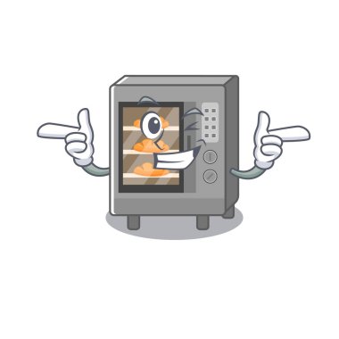 Göz kırpan fırın kekinin şirin maskot çizgi filmi tasarımı.