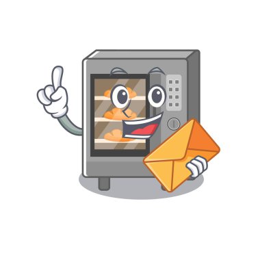 Mutlu yüz fırını kek maskot tasarımı zarflı