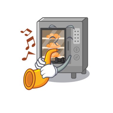Maskot tasarımı konsepti. Fırın keki trompet çalıyor.