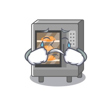 Fırın pastası karikatür karakteri konsepti ve üzgün bir surat.