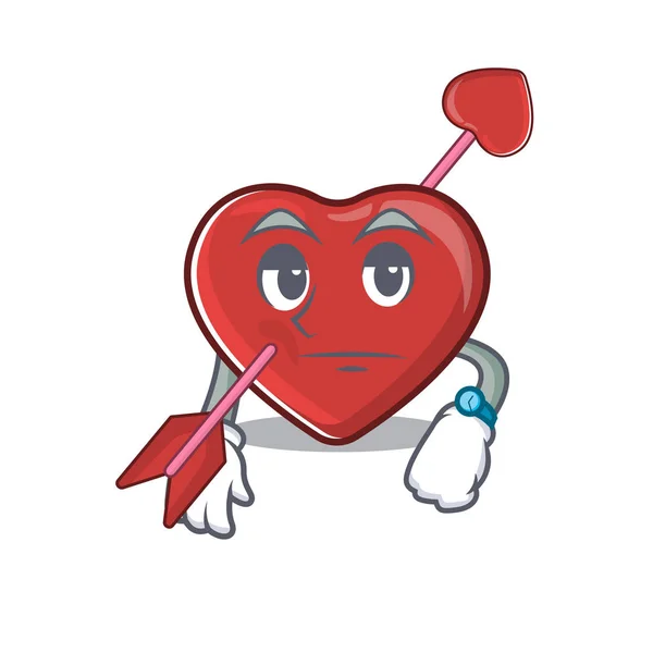 Cartoon karakter ontwerp van hart en pijl op een wachtende gebaar — Stockvector