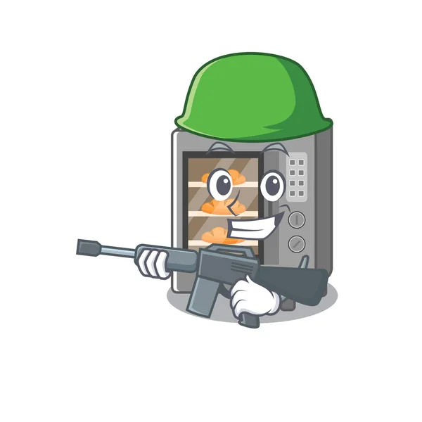 A cute picture of oven cake Army with machine gun — 스톡 벡터