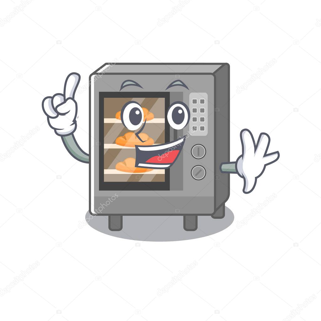 mascot cartoon concept oven cake in One Finger gesture